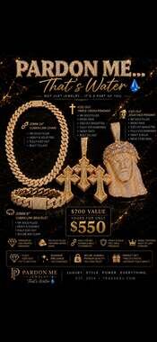 Pardon Me Jewelry 4-Piece Iced Out Bundle: 20mm 24" Cuban Chain, 8" Cuban Bracel